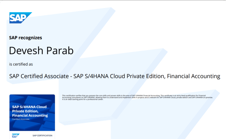 SAP Certificate in Thane - SAP Certifcate Images